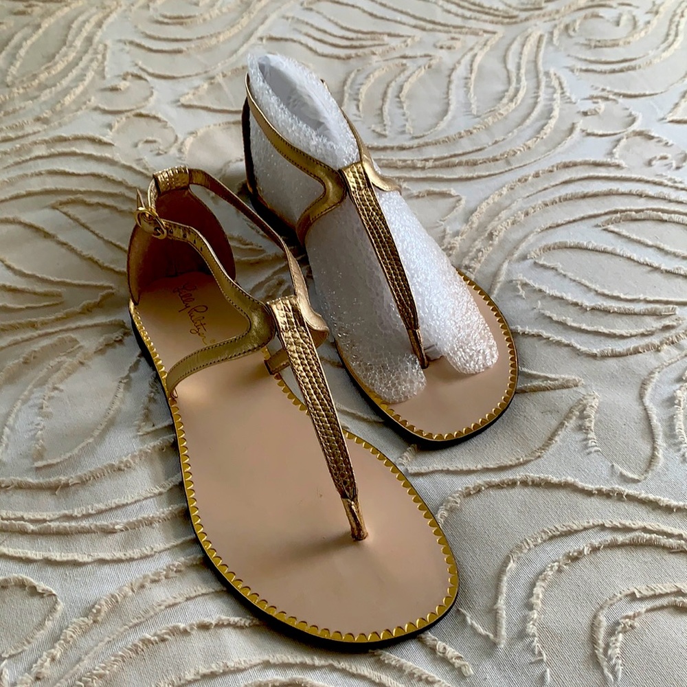 Lilly Pulitzer gold sandals